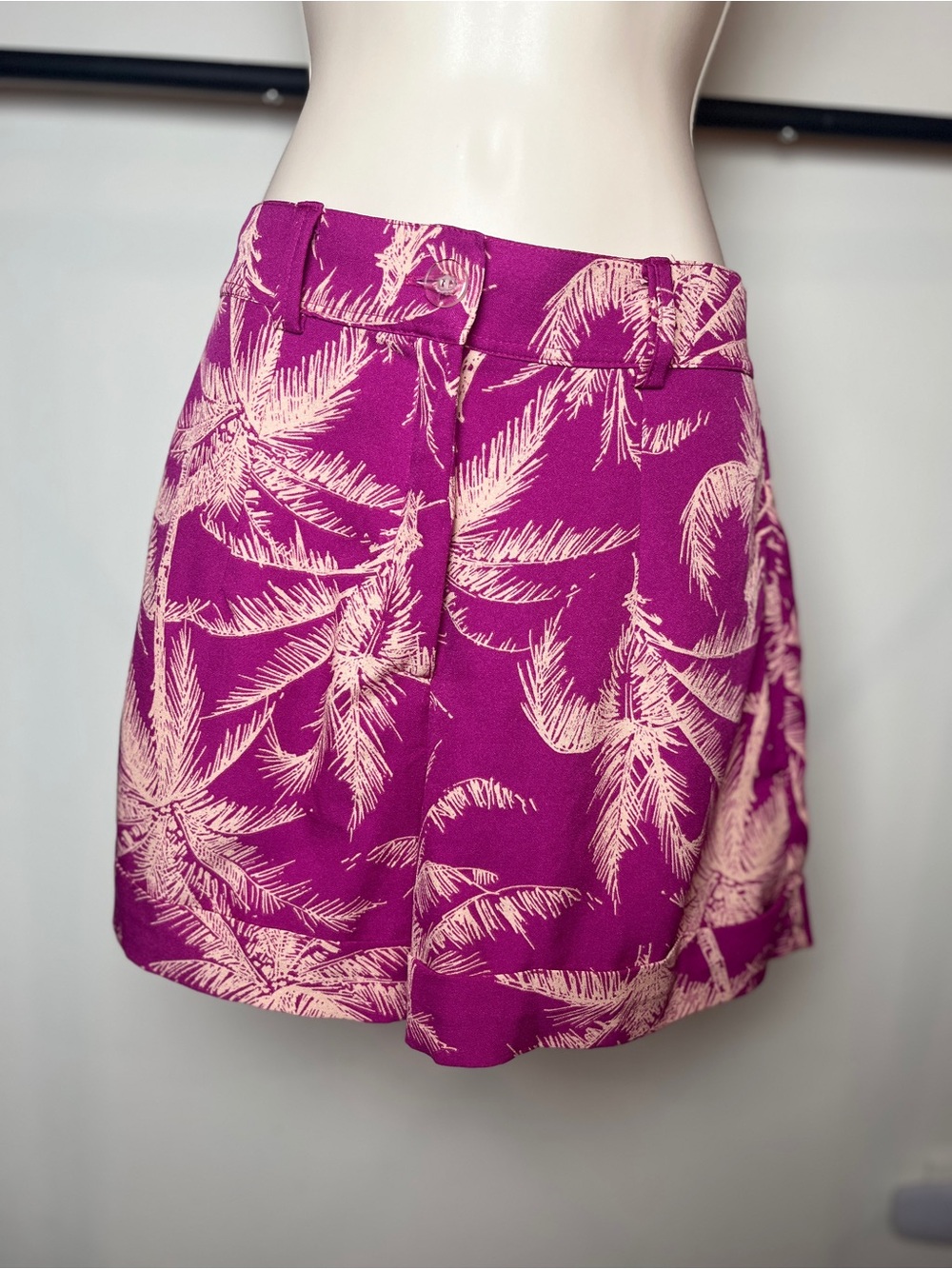 Tropical Shorts High Waisted Summer Boho Cuffed Medium Colorful Bermuda Vacation